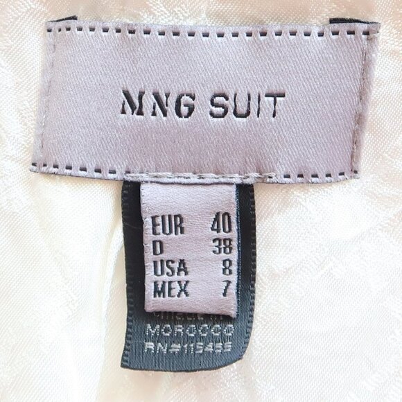 Mango White Cotton Denim Jean Double Breasted Jacket Blazer Short Coat Size 8 - Picture 7 of 9